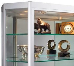 5x3 Wall Mounted LED Display Case W/Mirror Back, Sliding Doors, Locking - Silver -LuxeDisplay Shop wc6012leds.ra5 preview