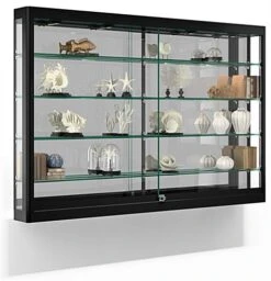 LED Wall Showcase Cabinet With Tempered Glass Shelves