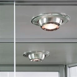 5ft. Wall Mounted Display Case W/4 Top LED Lights & Mirror Back, Locking - Silver -LuxeDisplay Shop wc606leds.ra3 preview