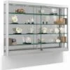 5ft. Wall Mounted Display Case W/4 Top LED Lights & Mirror Back, Locking - Silver
