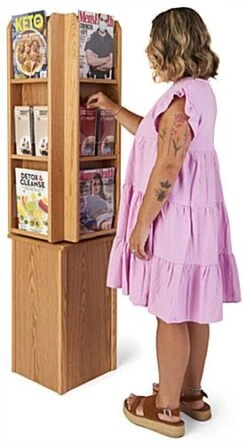 4-Sided Literature Floor Stand, 4"/8.5"w, 12/24 Pockets, Rotating - Light Oak 14 4-Sided Literature Floor Stand, 4"/8.5"w, 12/24 Pockets, Rotating - Light Oak -LuxeDisplay Shop wdfllo.ra5 preview