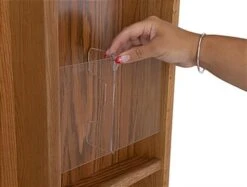 4-Sided Literature Floor Stand, 4"/8.5"w, 12/24 Pockets, Rotating - Medium Oak -LuxeDisplay Shop wdflmo.ra4 preview