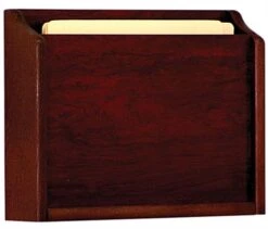 15”w Hanging File Holder, Single Pocket, Wall Mount, HIPAA Compliant - Mahogany