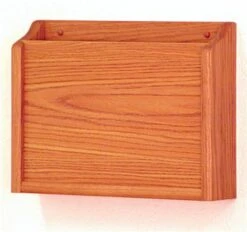 15”w Hanging File Holder, Single Pocket, Wall Mount, HIPAA Compliant - Medium Oak