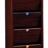 14”w Hanging File Holder, 5-Tiered, Wall Mount, HIPAA Compliant - Mahogany