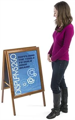 22 X 28 Sidewalk Sign, Double Sided With 2 PVC Lenses – Faux Wood -LuxeDisplay Shop wdsnf28af.renv preview