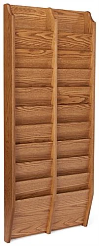 10-Tiered Wood Magazine Wall Rack, 8.5"w, 20 Pockets - Medium Oak 5 10-Tiered Wood Magazine Wall Rack, 8.5"w, 20 Pockets - Medium Oak - Image 3