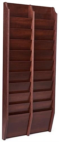 10-Tiered Wood Magazine Wall Rack, 8.5"w, 20 Pockets - Mahogany 5 10-Tiered Wood Magazine Wall Rack, 8.5"w, 20 Pockets - Mahogany - Image 3