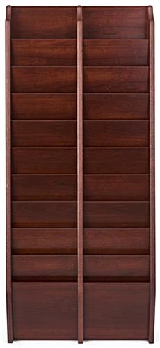 10-Tiered Wood Magazine Wall Rack, 8.5"w, 20 Pockets - Mahogany 6 10-Tiered Wood Magazine Wall Rack, 8.5"w, 20 Pockets - Mahogany - Image 4