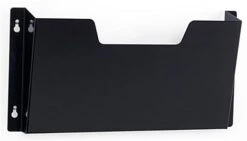 12.75”w Hanging File Holder, Single Pocket, Wall Mount, Powder Coated Steel - Black