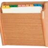 14”w Hanging File Holder, Single Pocket, Wall Mount, Slanted Front - Light Oak
