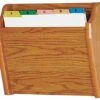 14”w Hanging File Holder, Single Pocket, Wall Mount, Slanted Front - Medium Oak 1 14”w Hanging File Holder, Single Pocket, Wall Mount, Slanted Front - Medium Oak -LuxeDisplay Shop wftl1mo.rw preview
