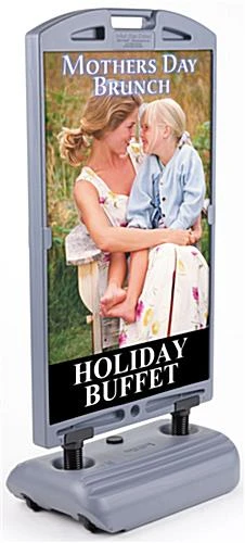 28 X 44 Sidewalk Sign For Sign Boards, Double Sided, Springs And Fillable Base - Gray