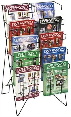 5-Tiered Wire Magazine Rack, 8.5"w, Floor Or Tabletop, 10 Pockets - Black