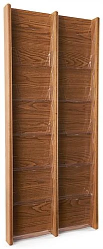 6-Tiered Wood Literature Wall Rack, 4"/8.5"w, 12-24 Pockets - Medium Oak 5 6-Tiered Wood Literature Wall Rack, 4"/8.5"w, 12-24 Pockets - Medium Oak - Image 3