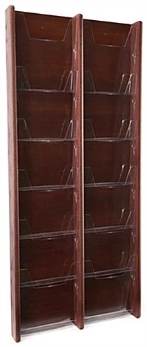 6-Tiered Wood Literature Wall Rack, 4"/8.5"w, 12-24 Pockets - Mahogany 5 6-Tiered Wood Literature Wall Rack, 4"/8.5"w, 12-24 Pockets - Mahogany - Image 3