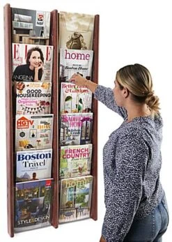6-Tiered Wood Literature Wall Rack, 4"/8.5"w, 12-24 Pockets - Mahogany 14 6-Tiered Wood Literature Wall Rack, 4"/8.5"w, 12-24 Pockets - Mahogany -LuxeDisplay Shop wmac2r12rm.ra5 preview