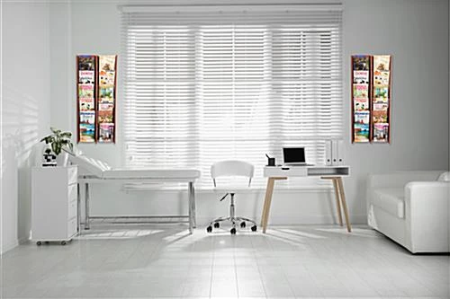 6-Tiered Wood Literature Wall Rack, 4"/8.5"w, 12-24 Pockets - Mahogany 9 6-Tiered Wood Literature Wall Rack, 4"/8.5"w, 12-24 Pockets - Mahogany - Image 7