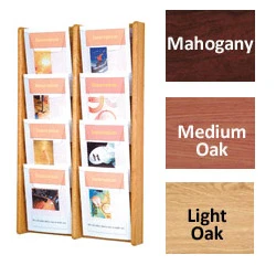 4-Tiered Wood Literature Wall Rack, 4"/8.5"w, 8-16 Pockets - Medium Oak 3 4-Tiered Wood Literature Wall Rack, 4"/8.5"w, 8-16 Pockets - Medium Oak