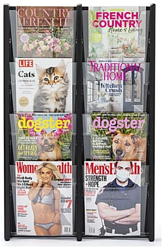 4-Tiered Literature Wall Rack, 4"/8.5"w, 8-16 Pockets - Black 4 4-Tiered Literature Wall Rack, 4"/8.5"w, 8-16 Pockets - Black - Image 2