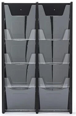 4-Tiered Literature Wall Rack, 4"/8.5"w, 8-16 Pockets - Black 12 4-Tiered Literature Wall Rack, 4"/8.5"w, 8-16 Pockets - Black -LuxeDisplay Shop wmac2r8bk ra3 preview