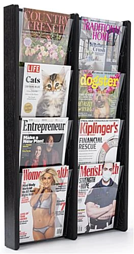4-Tiered Literature Wall Rack, 4"/8.5"w, 8-16 Pockets - Black 3 4-Tiered Literature Wall Rack, 4"/8.5"w, 8-16 Pockets - Black