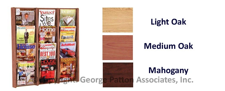 4-Tiered Wood Literature Wall Rack, 4"/8.5"w, 12-24 Pockets - Mahogany 3 4-Tiered Wood Literature Wall Rack, 4"/8.5"w, 12-24 Pockets - Mahogany