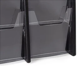 4-Tiered Wood Literature Wall Rack, 4"/8.5"w, 12-24 Pockets - Black -LuxeDisplay Shop wmac3r12bk.ra6 preview