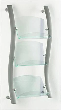 3-Tiered Metal Wall Literature Rack, 4"/8.5"w, 6-9 Pockets, Curved - Silver 5 3-Tiered Metal Wall Literature Rack, 4"/8.5"w, 6-9 Pockets, Curved - Silver -LuxeDisplay Shop wmglh4518.ra1 preview