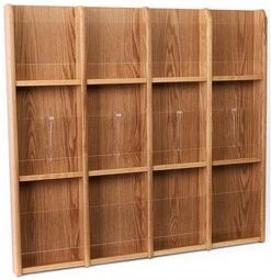 2-Tiered Wood Literature Wall Rack, 4"/8.5"w, 12-24 Pockets - Light Oak -LuxeDisplay Shop wmlm12lo.ra2 preview