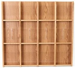 2-Tiered Wood Literature Wall Rack, 4"/8.5"w, 12-24 Pockets - Light Oak -LuxeDisplay Shop wmlm12lo.ra3 preview