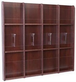 2-Tiered Wood Literature Wall Rack, 4"/8.5"w, 12-24 Pockets - Mahogany -LuxeDisplay Shop wmlm12rm.ra2 preview