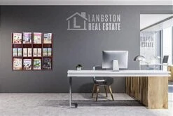 2-Tiered Wood Literature Wall Rack, 4"/8.5"w, 12-24 Pockets - Mahogany -LuxeDisplay Shop wmlm12rm.ra7 preview