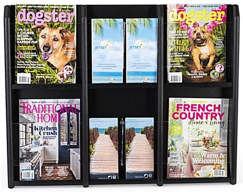 2-Tiered Wood Literature Wall Rack, 4"/8.5"w, 6-12 Pockets - Black 4 2-Tiered Wood Literature Wall Rack, 4"/8.5"w, 6-12 Pockets - Black - Image 2