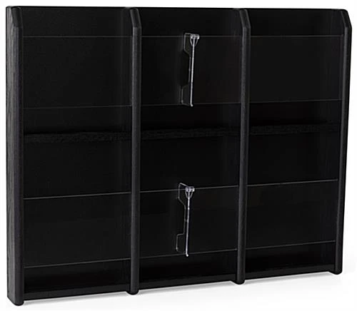 2-Tiered Wood Literature Wall Rack, 4"/8.5"w, 6-12 Pockets - Black 5 2-Tiered Wood Literature Wall Rack, 4"/8.5"w, 6-12 Pockets - Black - Image 3