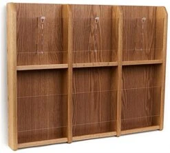 2-Tiered Wood Literature Wall Rack, 4"/8.5"w, 6-12 Pockets - Light Oak 12 2-Tiered Wood Literature Wall Rack, 4"/8.5"w, 6-12 Pockets - Light Oak -LuxeDisplay Shop wmlm6lo.ra2 preview