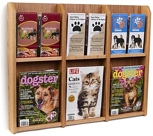 2-Tiered Wood Literature Wall Rack, 4"/8.5"w, 6-12 Pockets - Light Oak 3 2-Tiered Wood Literature Wall Rack, 4"/8.5"w, 6-12 Pockets - Light Oak