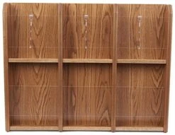 2-Tiered Wood Literature Wall Rack, 4"/8.5"w, 6-12 Pockets - Medium Oak -LuxeDisplay Shop wmlm6mo.ra3 preview