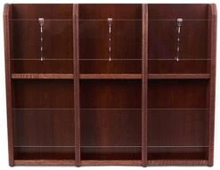 2-Tiered Wood Literature Wall Rack, 4"/8.5"w, 6-12 Pockets - Mahogany -LuxeDisplay Shop wmlm6rm.ra3 preview