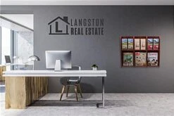 2-Tiered Wood Literature Wall Rack, 4"/8.5"w, 6-12 Pockets - Mahogany -LuxeDisplay Shop wmlm6rm.ra7 preview