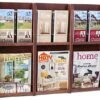 2-Tiered Wood Literature Wall Rack, 4"/8.5"w, 6-12 Pockets - Mahogany