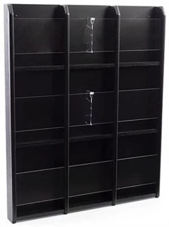 3-Tiered Literature Wall Rack, 4"/8.5"w, 9-18 Pockets - Black -LuxeDisplay Shop wmlm9bk ra2 preview