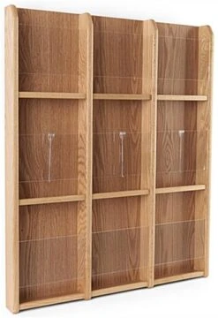 3-Tiered Wood Literature Wall Rack, 4"/8.5"w, 9-18 Pockets - Light Oak -LuxeDisplay Shop wmlm9lo.ra2 preview