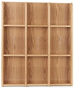 3-Tiered Wood Literature Wall Rack, 4"/8.5"w, 9-18 Pockets - Light Oak -LuxeDisplay Shop wmlm9lo.ra3 preview