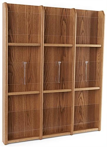 3-Tiered Wood Literature Wall Rack, 4"/8.5"w, 9-18 Pockets - Medium Oak 5 3-Tiered Wood Literature Wall Rack, 4"/8.5"w, 9-18 Pockets - Medium Oak - Image 3
