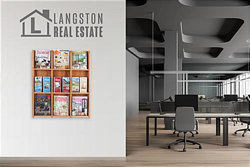 3-Tiered Wood Literature Wall Rack, 4"/8.5"w, 9-18 Pockets - Medium Oak 9 3-Tiered Wood Literature Wall Rack, 4"/8.5"w, 9-18 Pockets - Medium Oak - Image 7