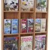3-Tiered Wood Literature Wall Rack, 4"/8.5"w, 9-18 Pockets - Medium Oak -LuxeDisplay Shop wmlm9mo.rw preview