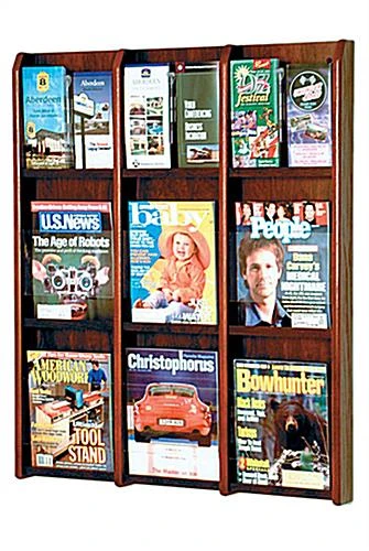 3-Tiered Wood Literature Wall Rack, 4"/8.5"w, 9-18 Pockets - Mahogany 4 3-Tiered Wood Literature Wall Rack, 4"/8.5"w, 9-18 Pockets - Mahogany - Image 2