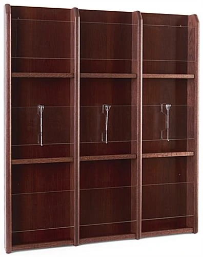 3-Tiered Wood Literature Wall Rack, 4"/8.5"w, 9-18 Pockets - Mahogany 5 3-Tiered Wood Literature Wall Rack, 4"/8.5"w, 9-18 Pockets - Mahogany - Image 3