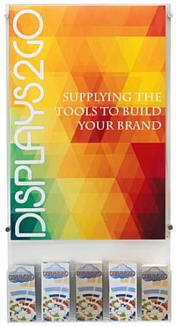 24 X 36 Wall Acrylic Sign Holder, 4"/8.5"w, 3-5 Pockets, Silver Standoffs - Clear -LuxeDisplay Shop wms02436bo.ra3 preview